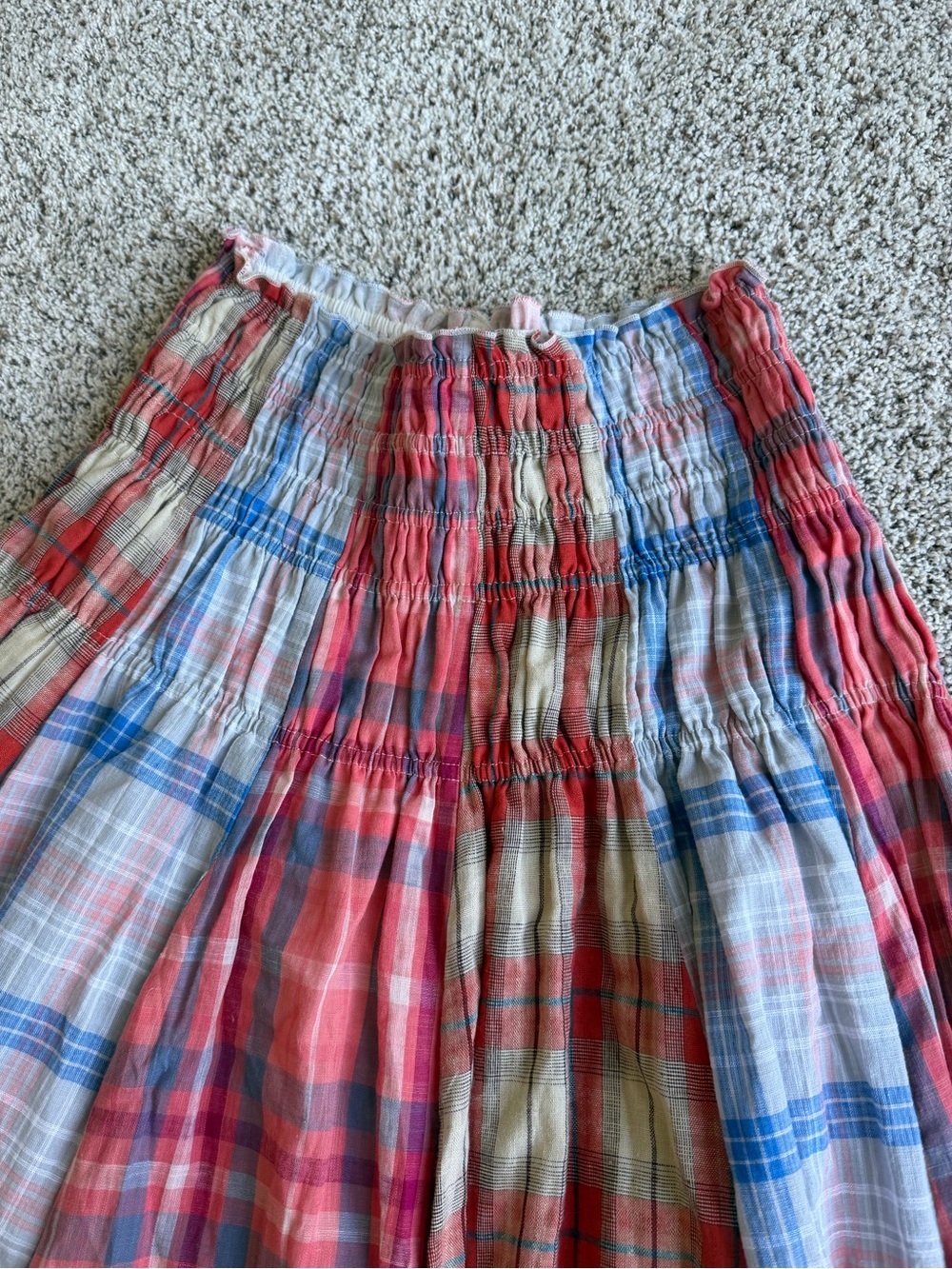 NWT Oli & Hali Plaid Maxi Skirt S Smocked Cotton Boho Prairie - Picture 4 of 11